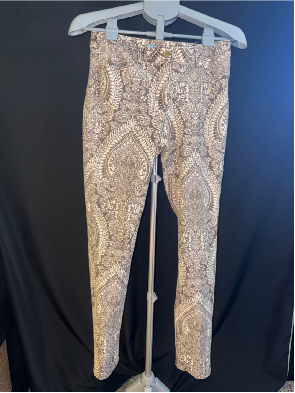 Women's J.McLaughlin Skinny‎ Pants Size 8 Beige Brown Paisley Print